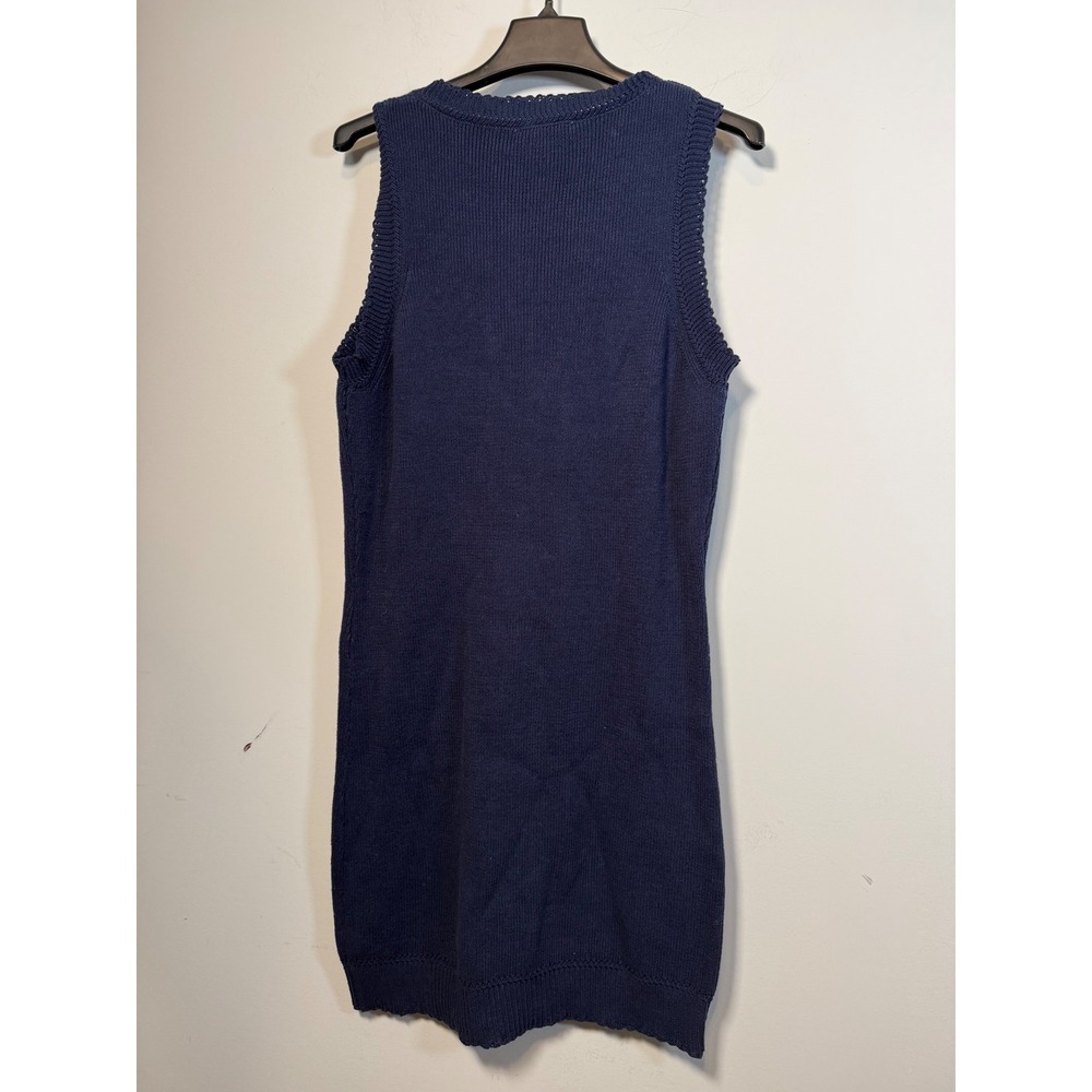Caroline Constas Maritime Blue Cotton Knit Button Front Mini Dress Large NWT - Picture 2 of 6